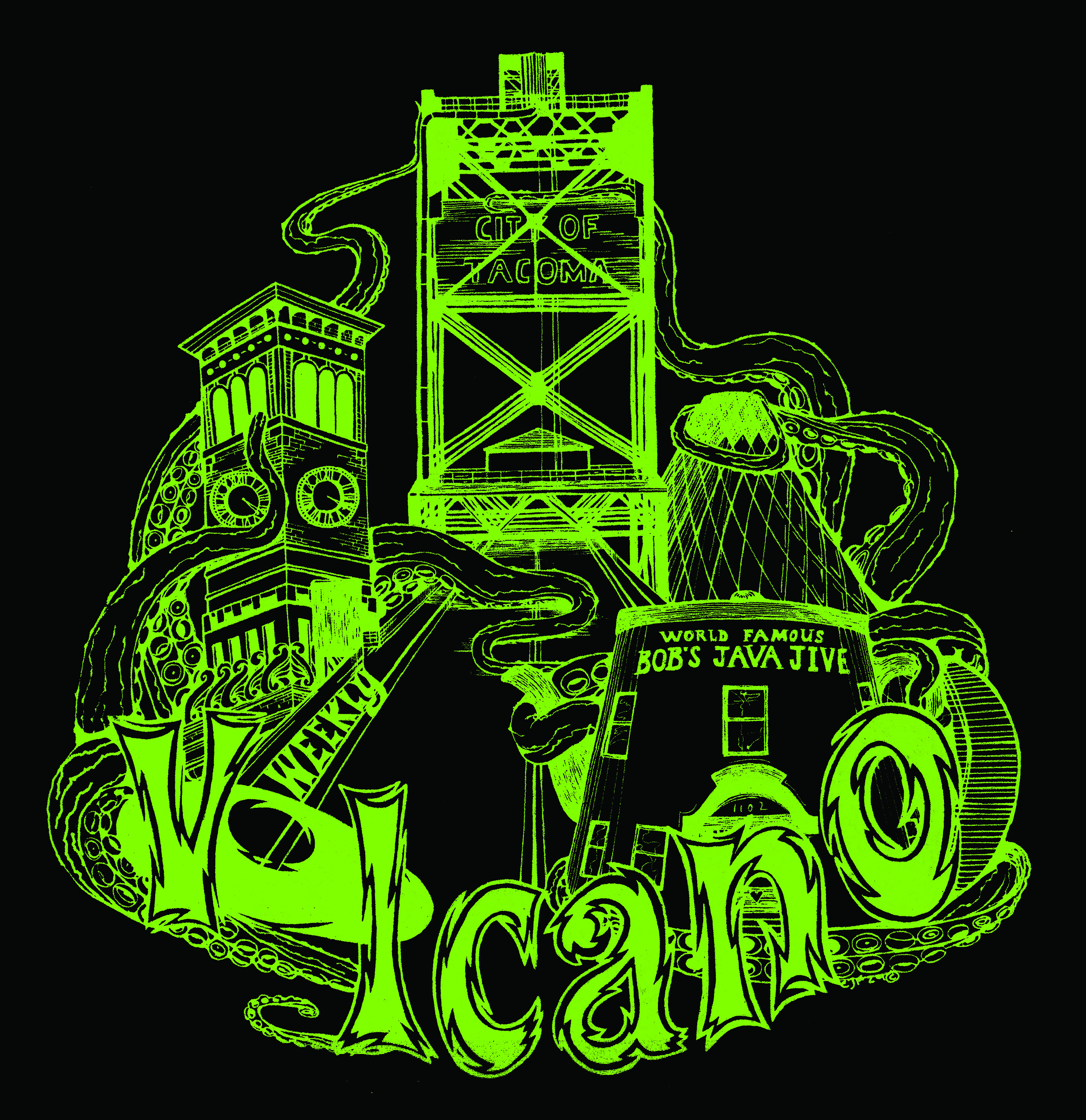 Shroom Brothers Weekly Volcano T-Shirt Design