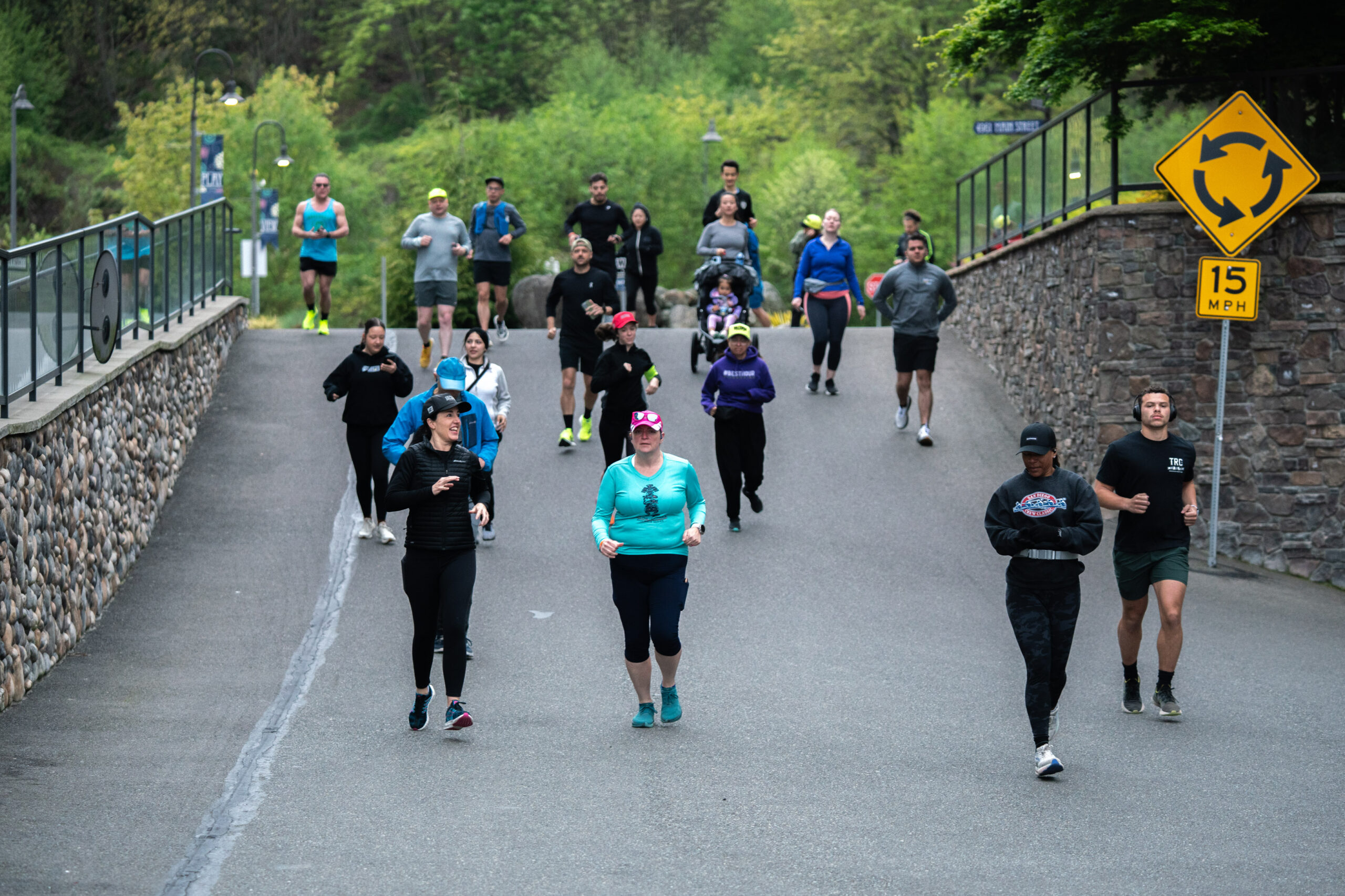 Members of Tacoma Run Club begin their weekly run at Ruston Point on Easter morning
